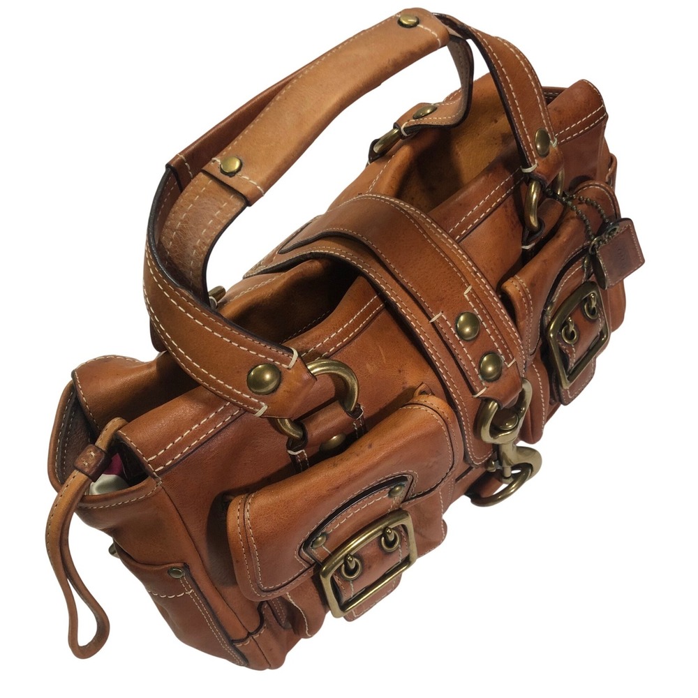 Coach 1941 Tan Leather Buckle Satchel Bag Brass Hardware Vintage Patina 10398
